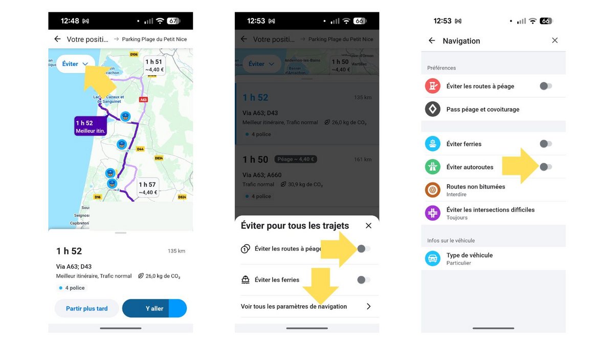 Demandez à Waze d'éviter les autoroutes. ©Waze