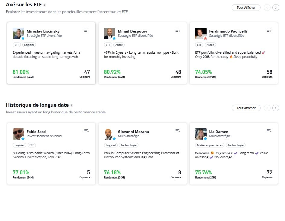 Le copy trading, l'une des marques de fabrique de la plateforme eToro © Vincent Touveneau 