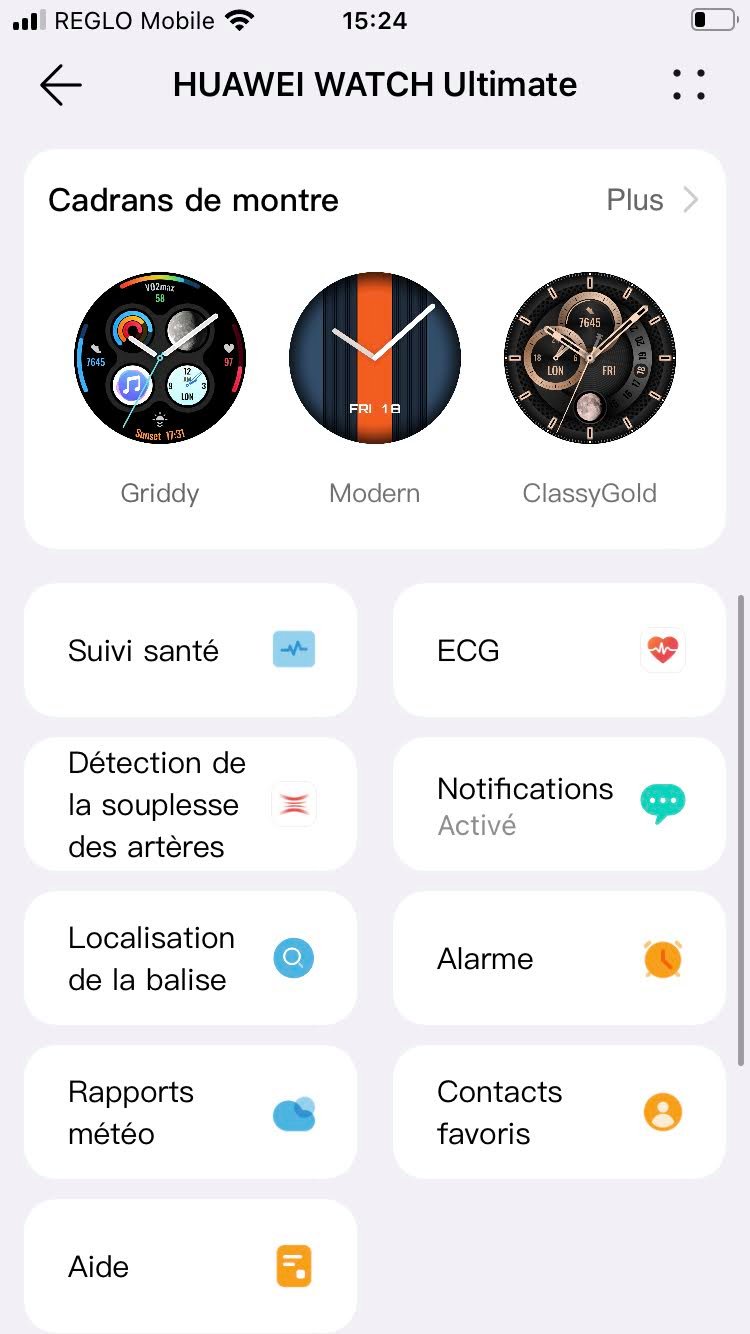 Huawei Santé - Paramètres montre 2