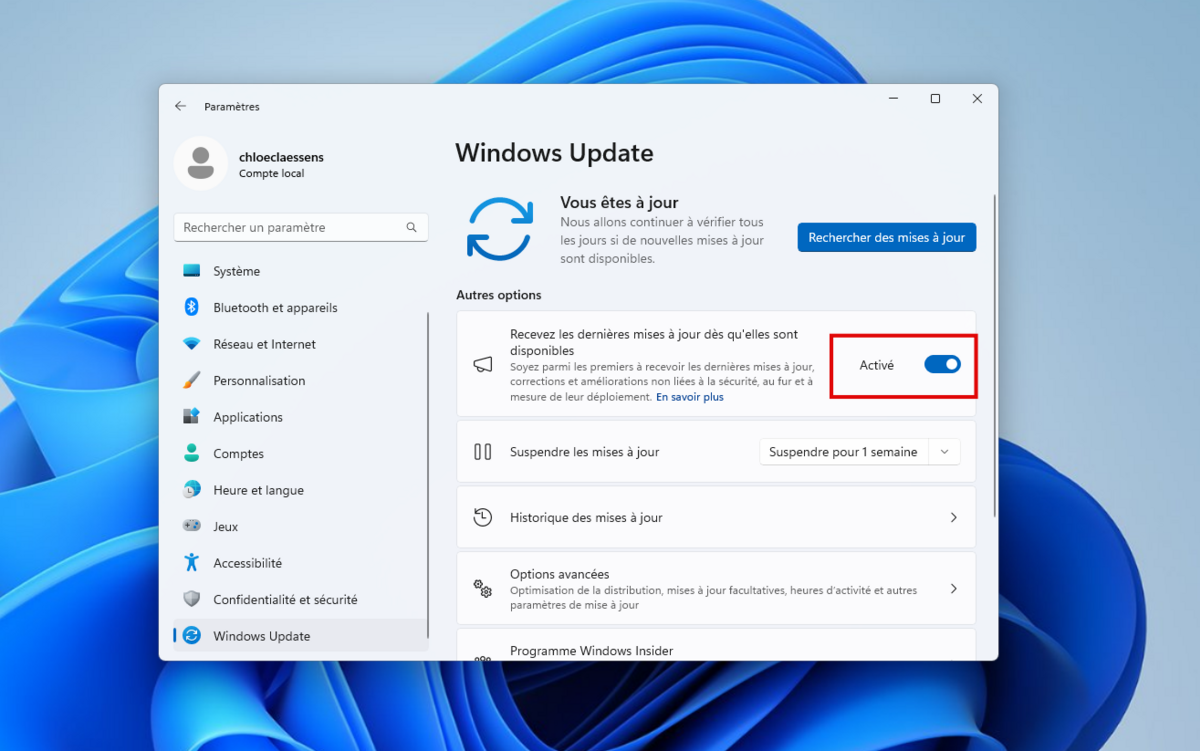 Activez l'option pour recevoir les mises à jour dès qu'elles sont disponibles © Clubic