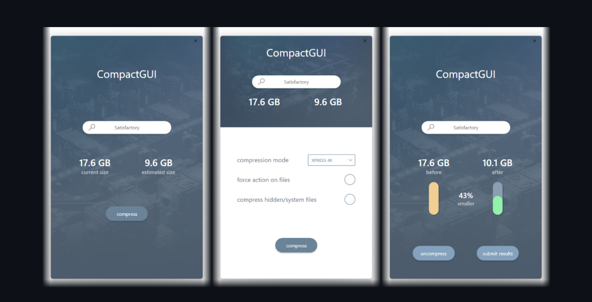 Une interface propre, claire et facile à prendre en main : CompactGUI transforment les lignes de commande en jeu d'enfant. © IridiumIO