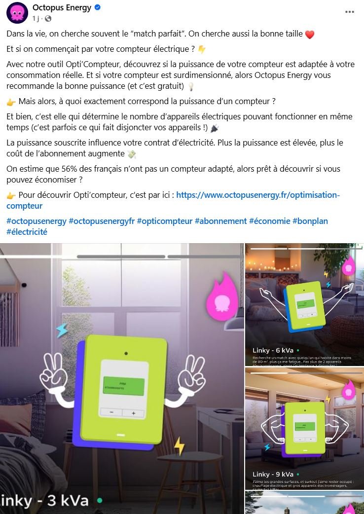 La puissance de votre compteur est-elle adaptée à votre consommation réelle ? © Octopus Energy / Facebook