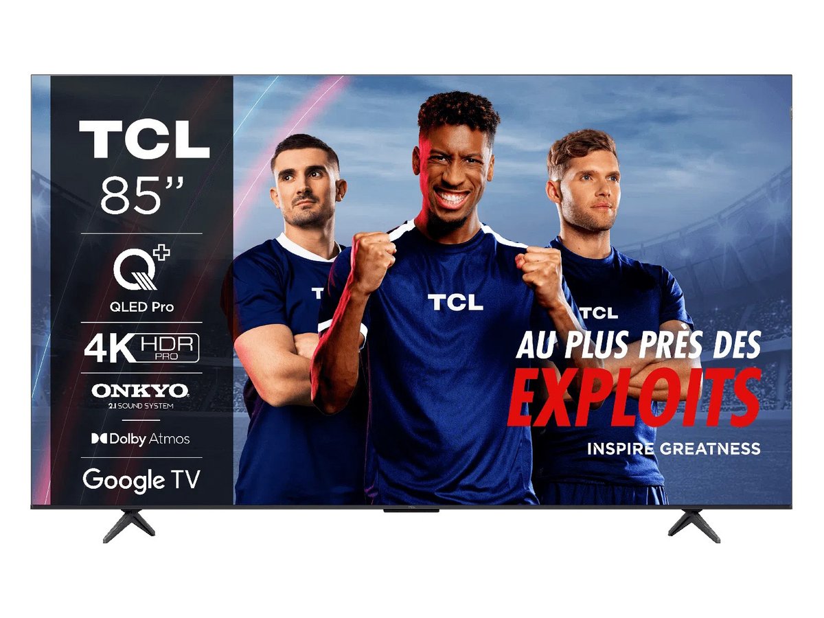 Le téléviseur QLED TCL 85C69B 2024 de 85 pouces est à 990€ chez Boulanger (via ODR). © TCL