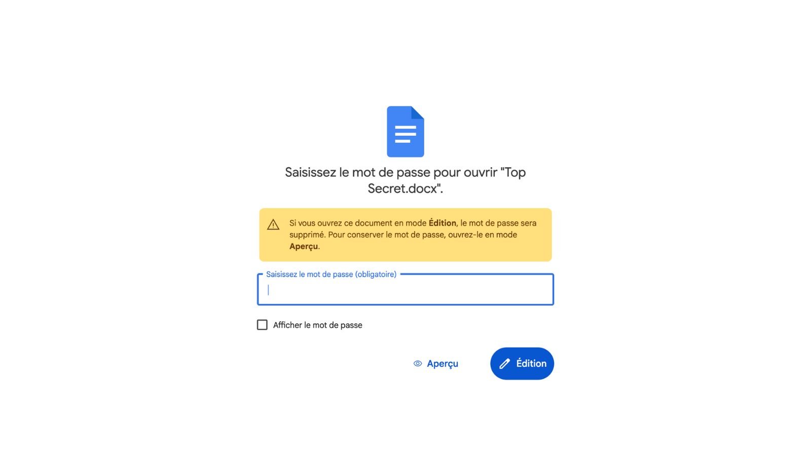 Éditez des fichiers Microsoft protégés. ©Google