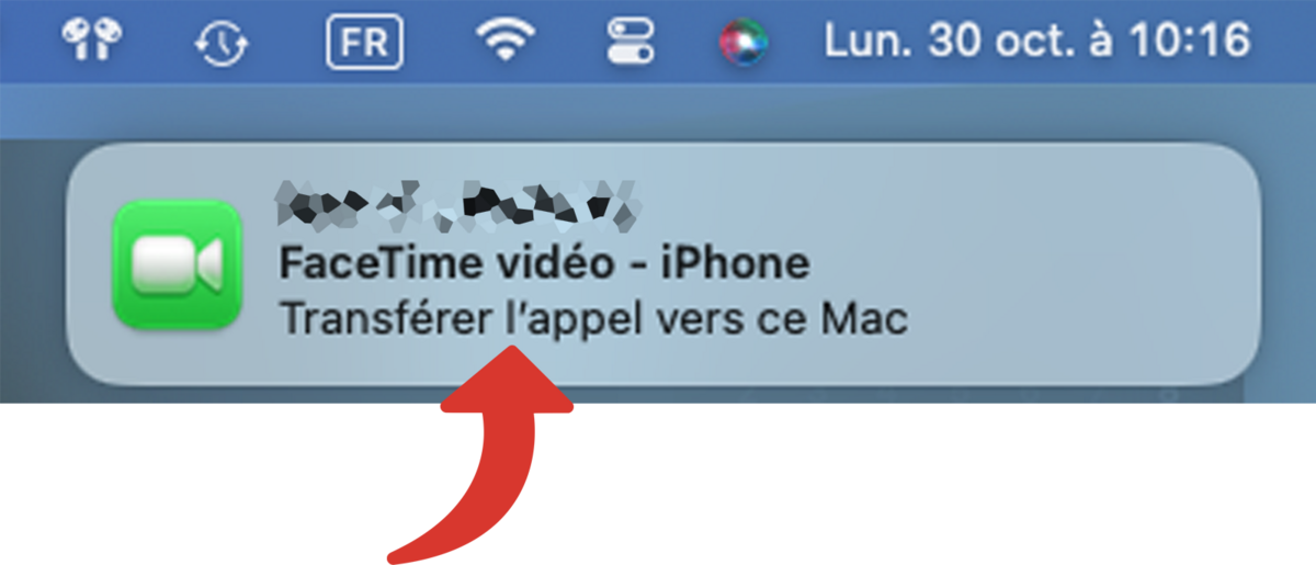 Notification pour transférer un appel vers ce Mac © Clubic