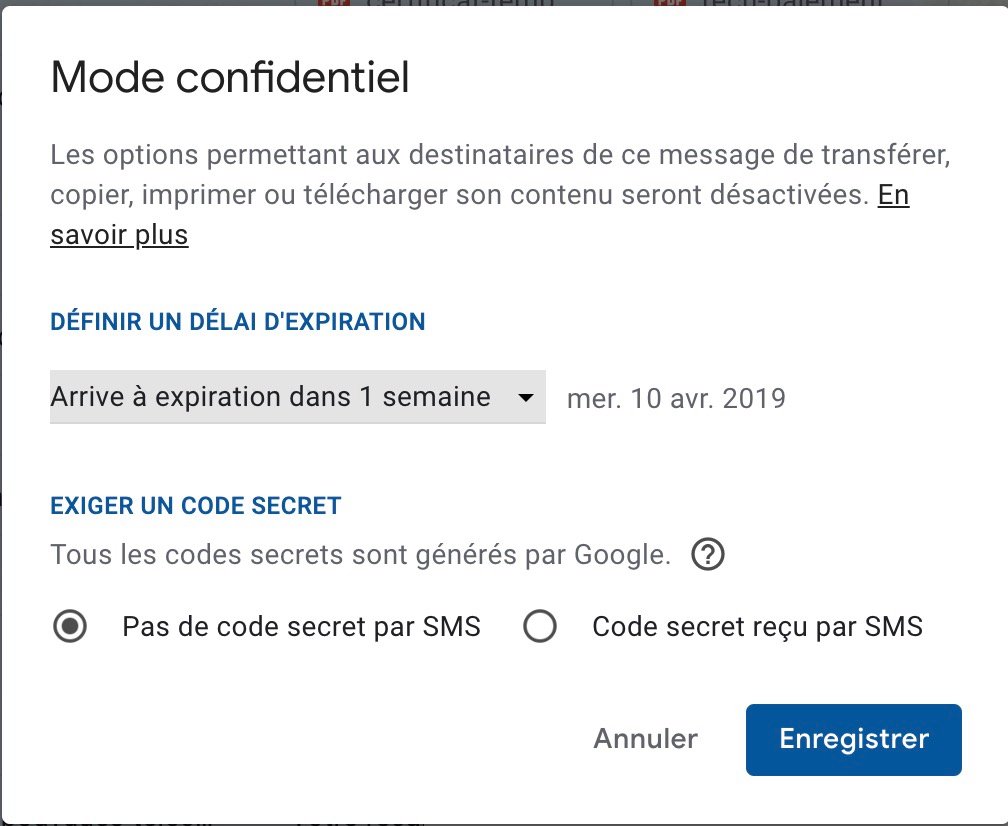 Gmail - Paramètres du Mode Confidentiel