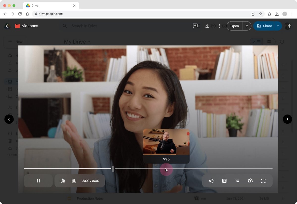 Naviguez plus facilement au sein des vidéos sur Google Drive. ©Google