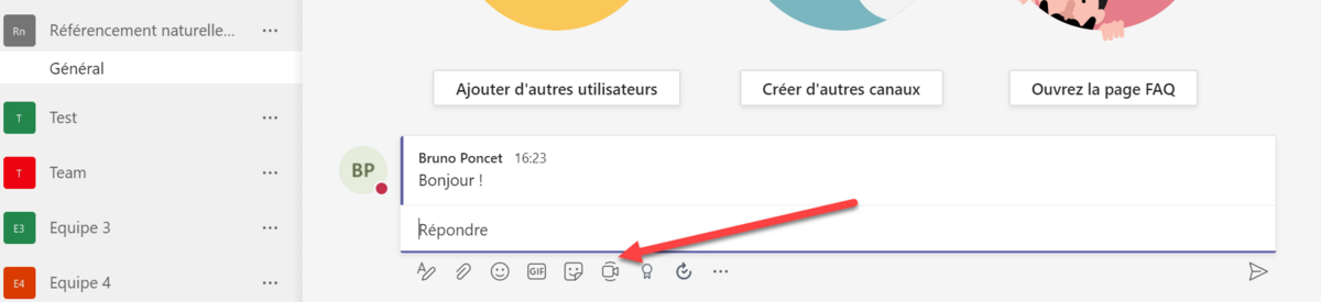 Microsoft Teams démarrer réunion