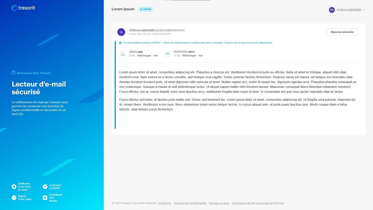 Tresorit Email Encryption - Lecture d'un mail chiffré dans l'interface Tresorit