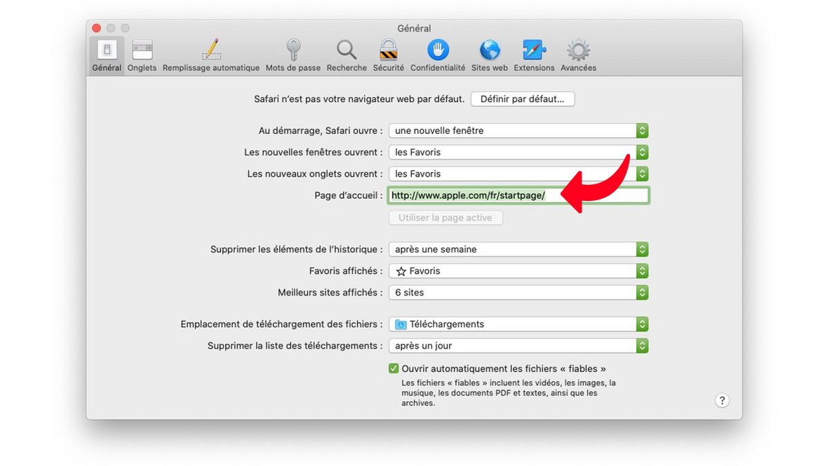 tuto safari changer page accueil