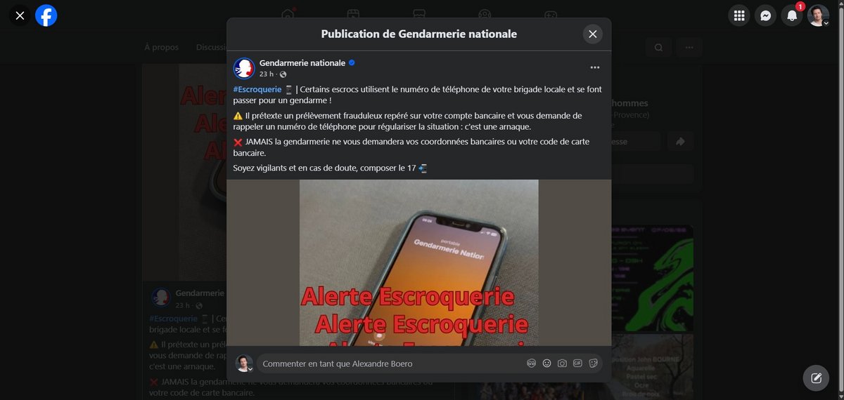 Voici le message des gendarmes. © Capture d'écran Clubic
