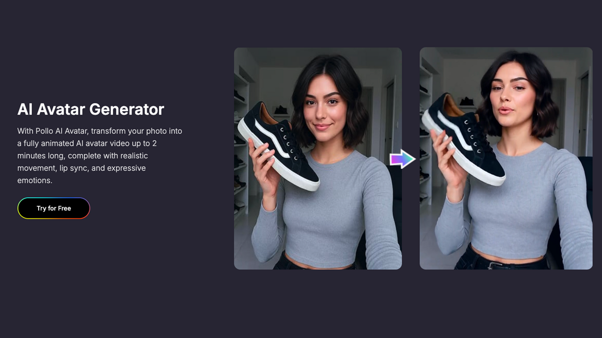 Un clic suffit pour créer votre avatar animé ©Pollo AI