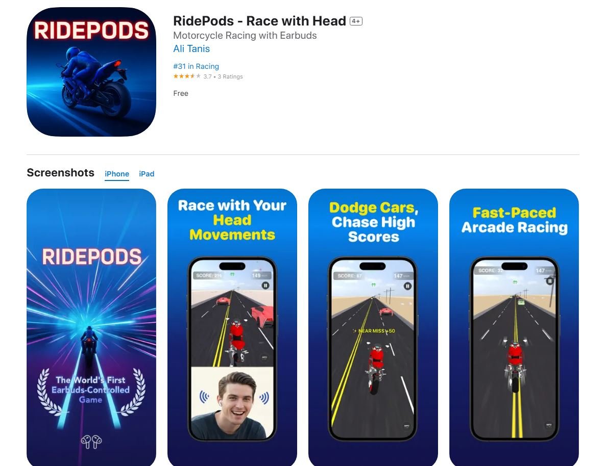 RidePods est gratuit au téléchargement sur l'AppStore. ©Apple