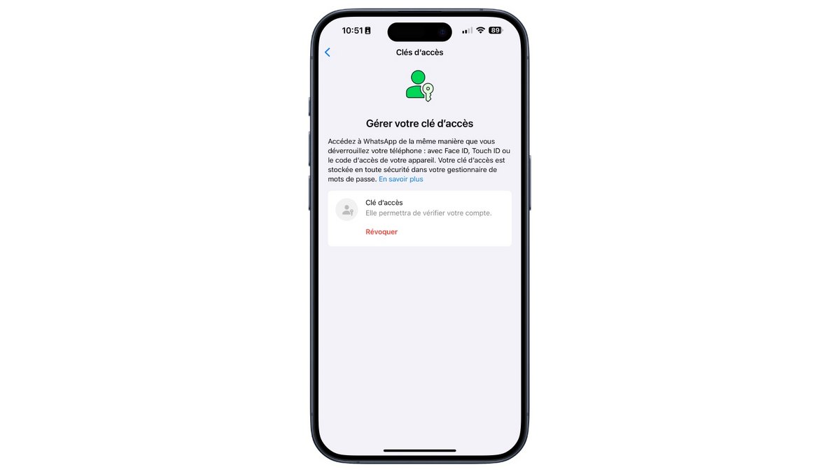 Votre passkey WhatsApp est créé