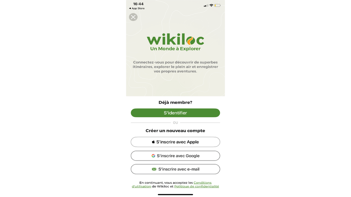 Se connecter à Wikiloc
