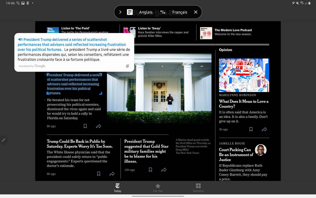 En pointant un texte avec le stylet, on obtient sa traduction dans l'une des langues supportées par Google Translate