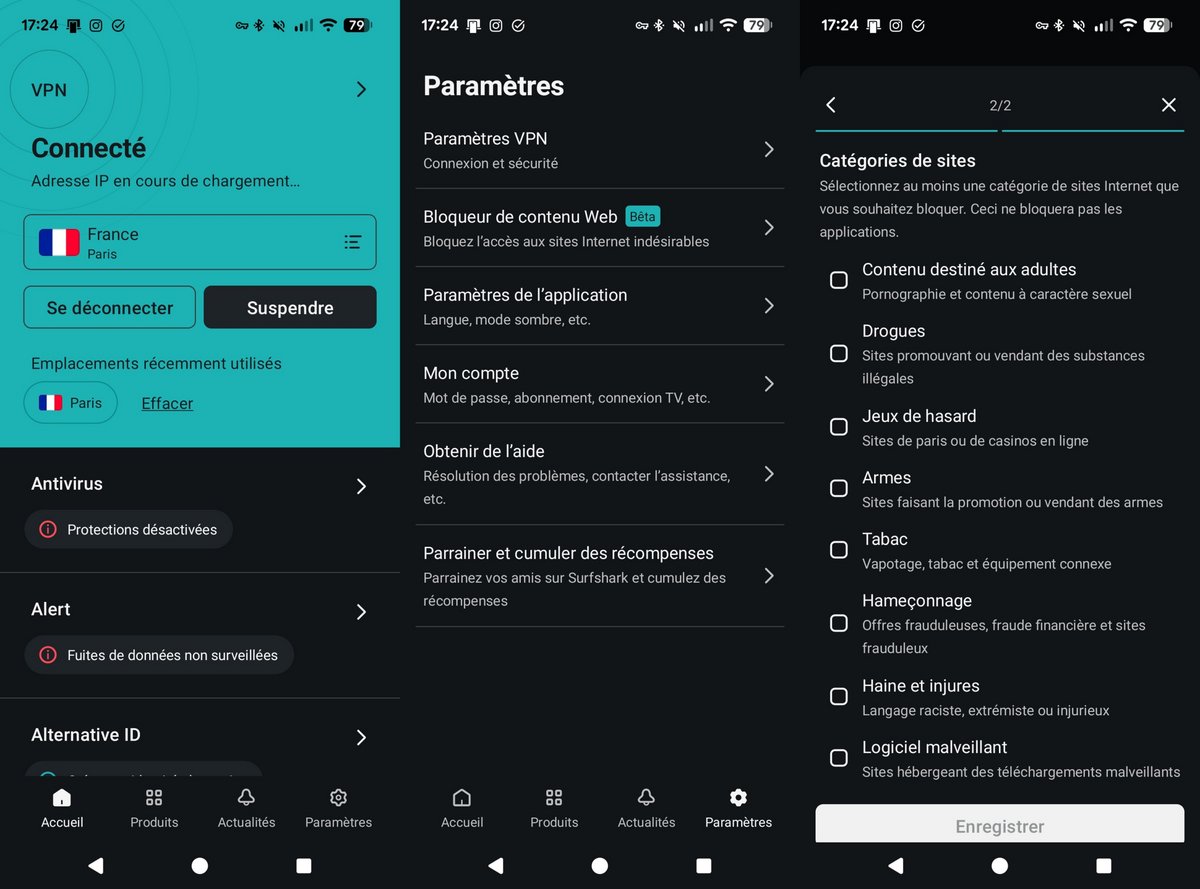 Surfshark VPN - L'application mobile. © Clubic