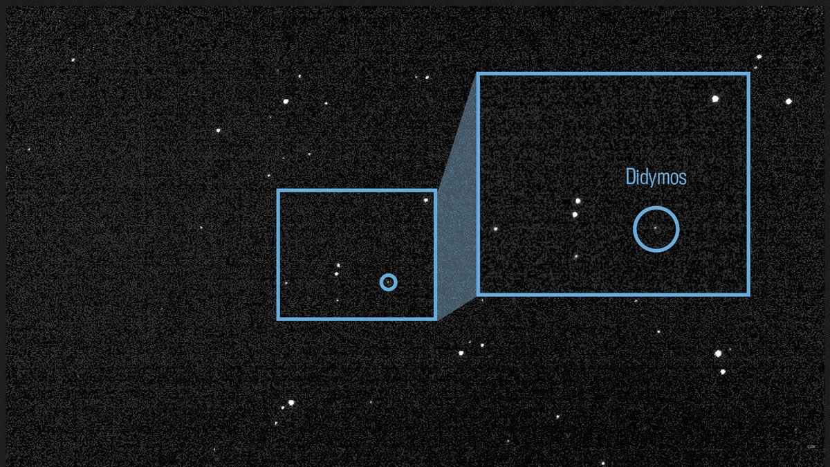 Bien sûr, en août, ce n'était encore qu'un point, impossible de distinguer Didymos de sa petite lune Dimorphos. Crédits : NASA JPL DART Navigation Team