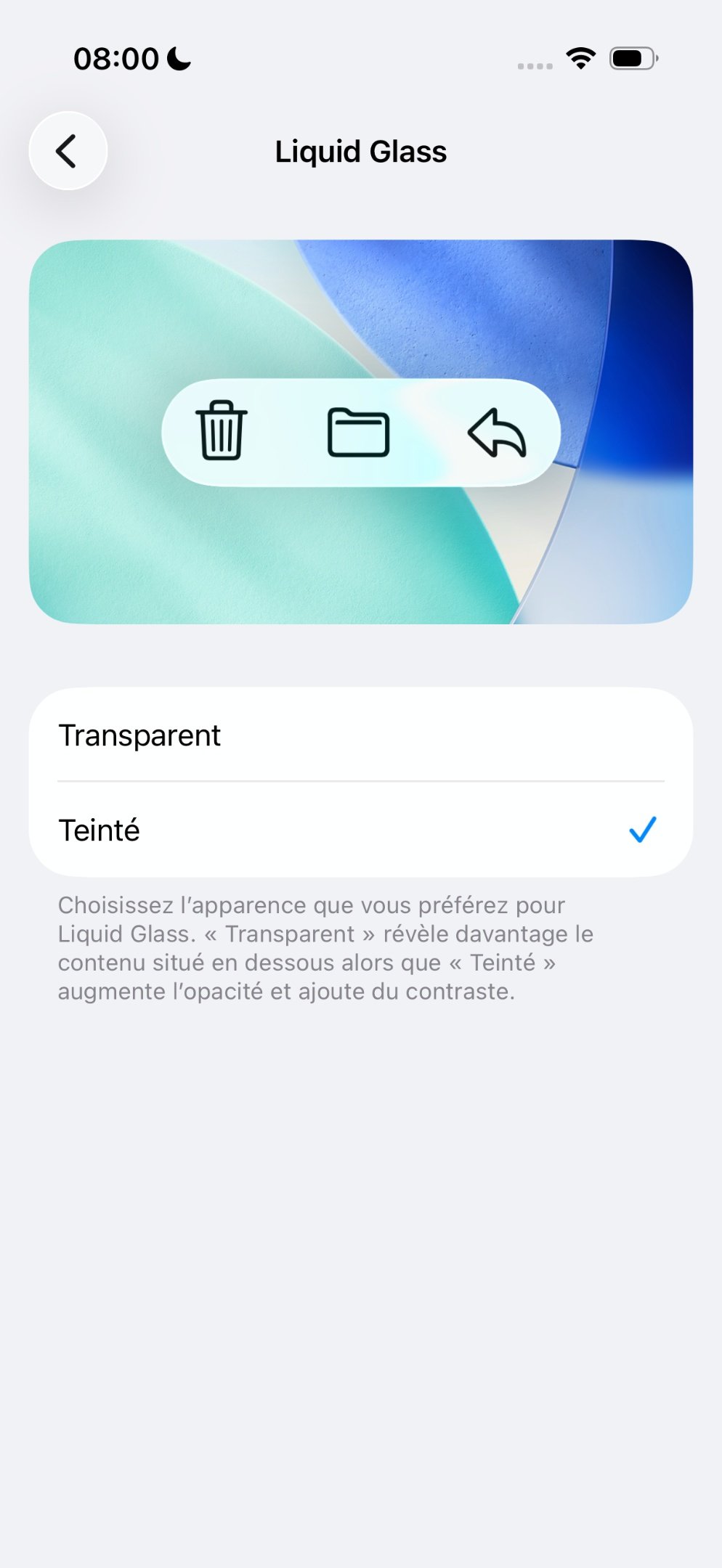 iOS 26 Liquid Glass Option
