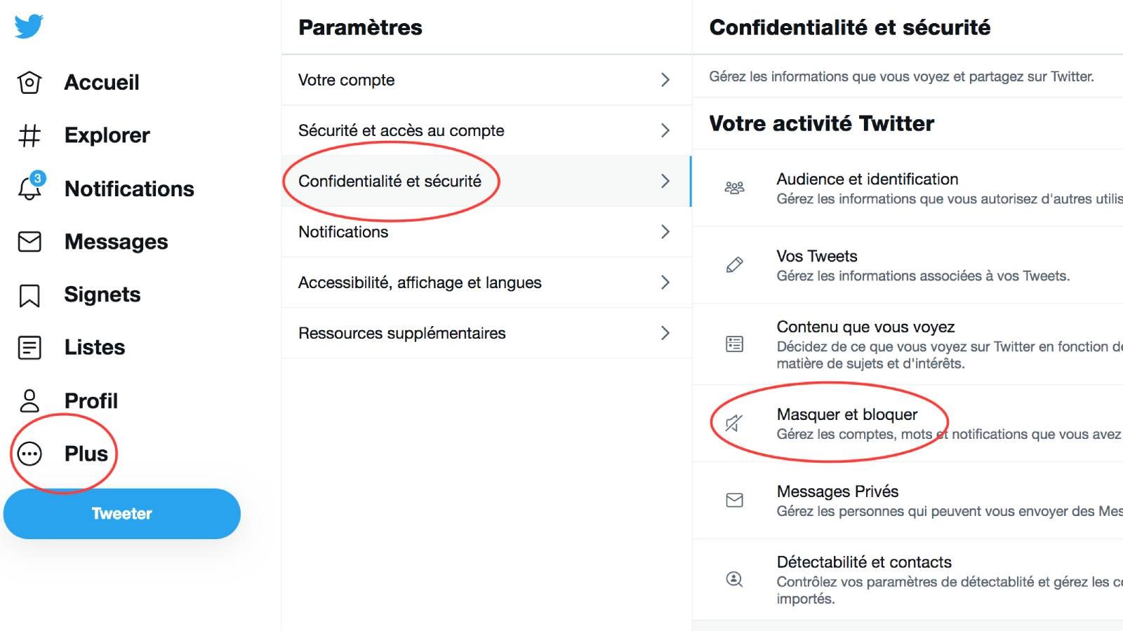 masquer mots Twitter