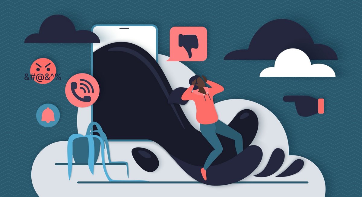 Les cyberviolences désignent l’ensemble des violences physiques, sexuelles, psychologiques ou verbales exercées au moyen d’outils numériques ou en lien avec eux. © Lemberg Vector studio / Shutterstock