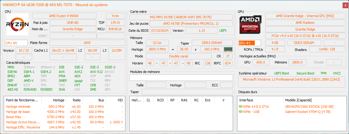 HWInfo renseigne sur les caractéristiques de nos CPU © Nerces pour Clubic