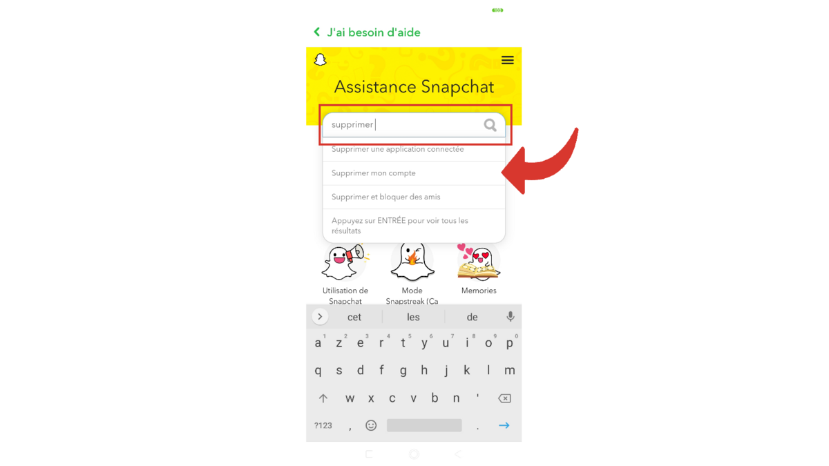 Tuto Snapchat supprimer