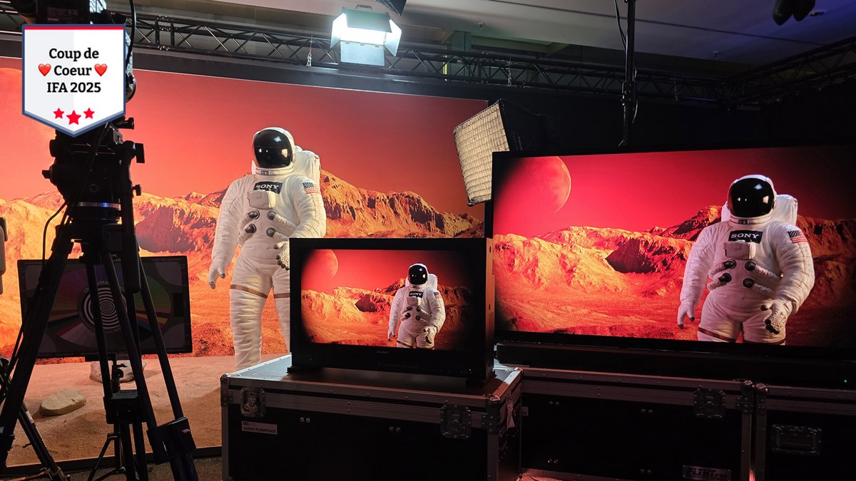Sony s'est contenté d'une démonstration dans une salle obscure afin de montrer aux journalistes la "supériorité" de sa technologie. ©Matthieu Legouge