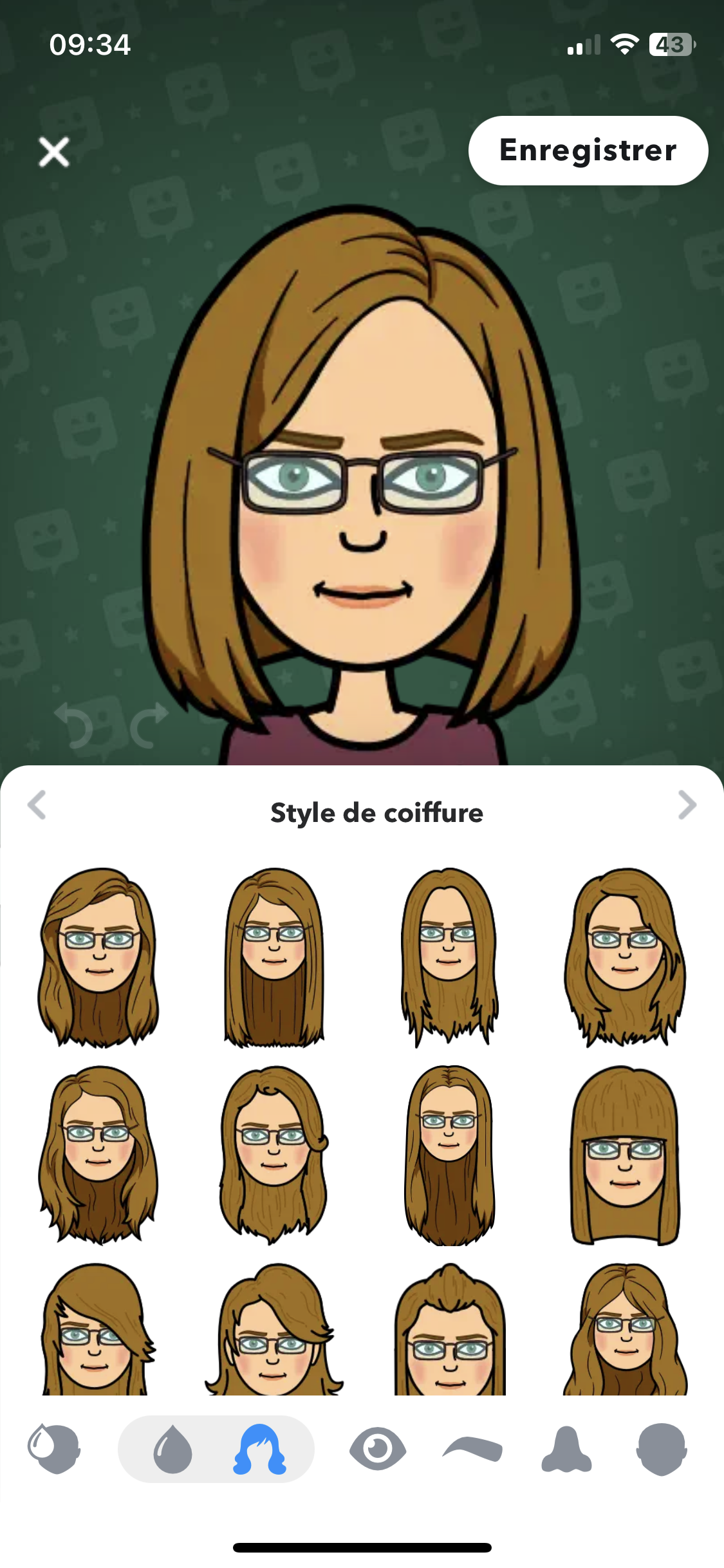 Bitmoji - extrait des personnalisations