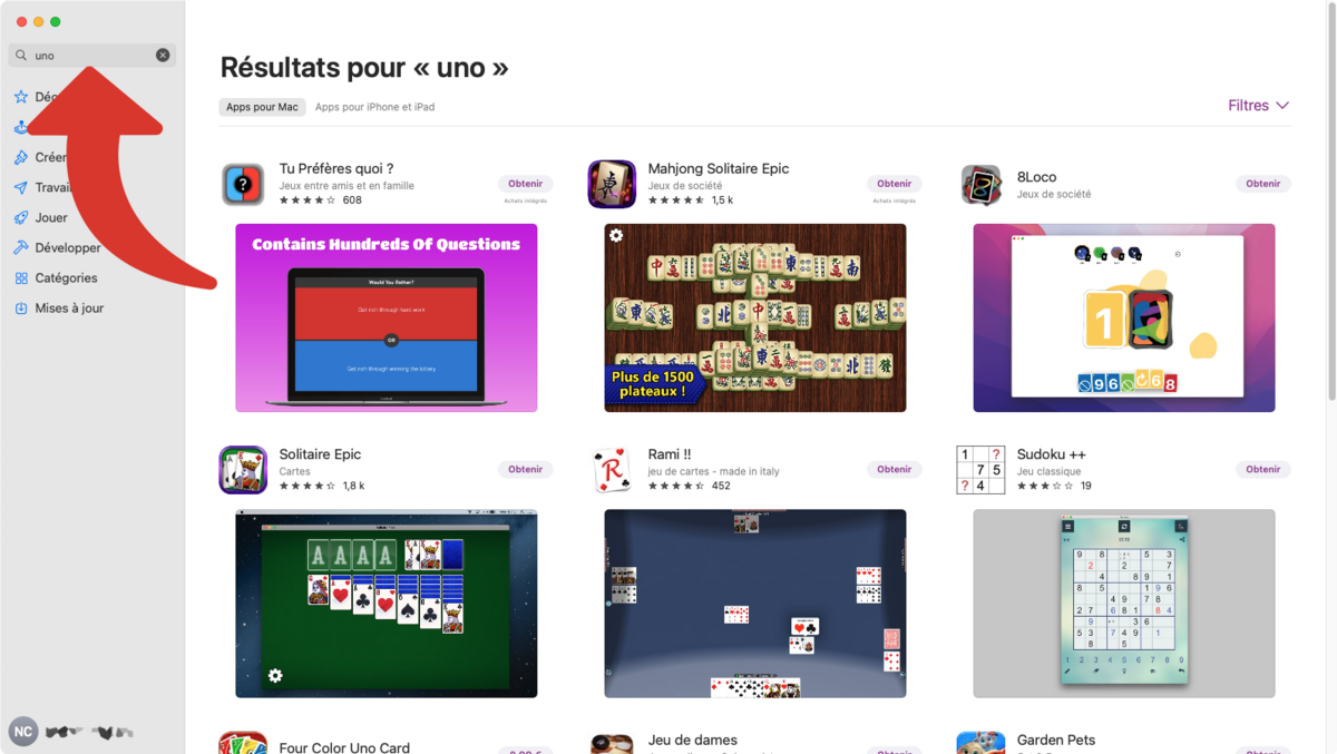 Recherche dans l'App Store du Mac © Clubic