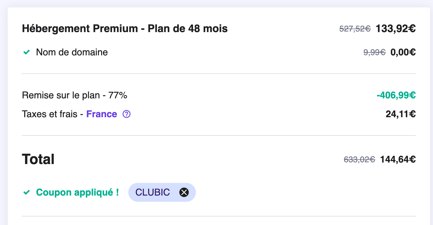 Hostinger - Etape 2 : cliquez sur valider et profitez de votre réduction sur Hostinger