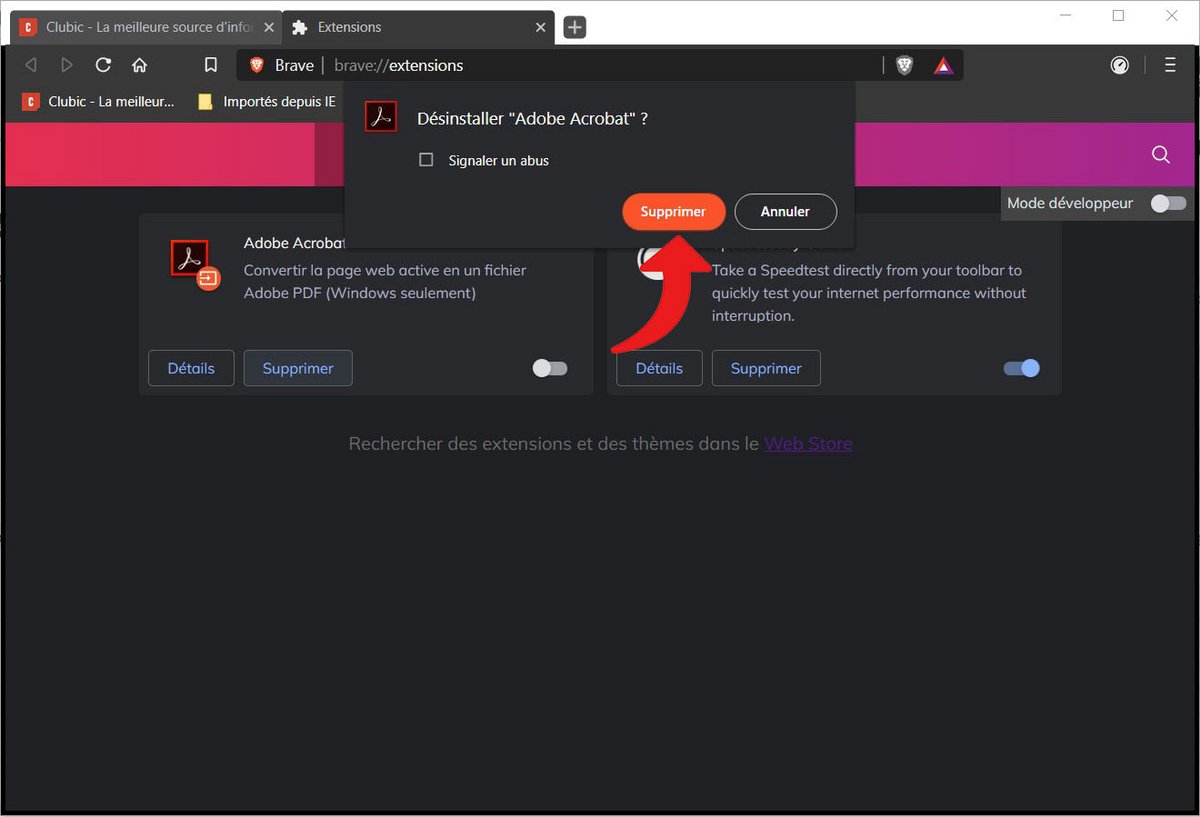 supprimer extension brave 4