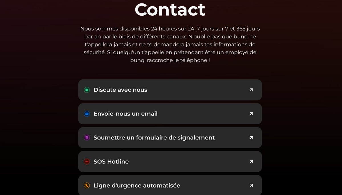 Un support client facilement joignable. ©bunq