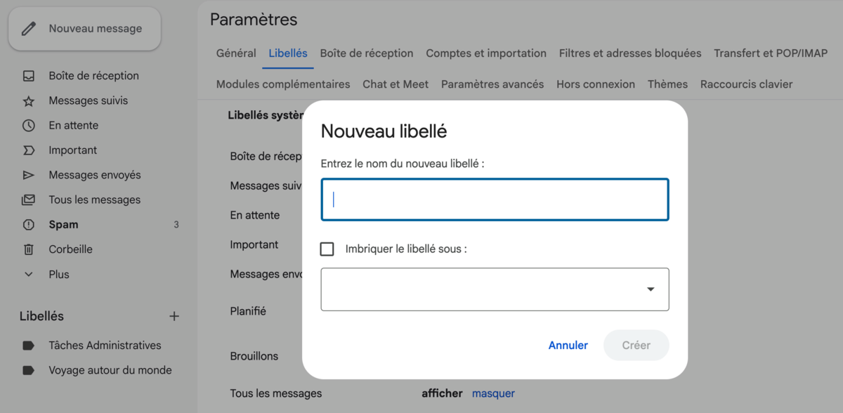 Astuce Gmail 1 - Maîtrisez les libellés