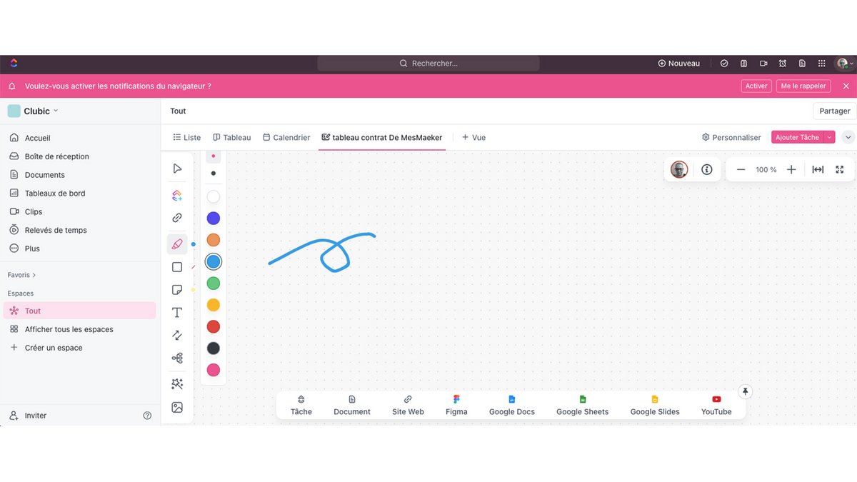 Tableau blanc ClickUp © Pascale Duc pour Clubic