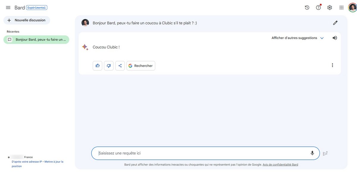 Google Bard est désormais disponible en France et en français © Alexandre Boero pour Clubic