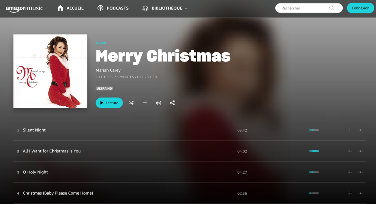 Lecture de titres sur Amazon Music © Amazon