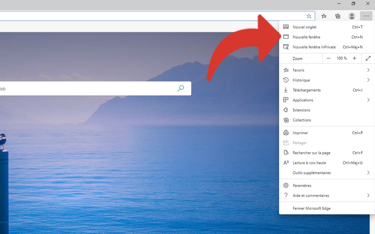 Ouvrir nouvelle fenêtre Edge