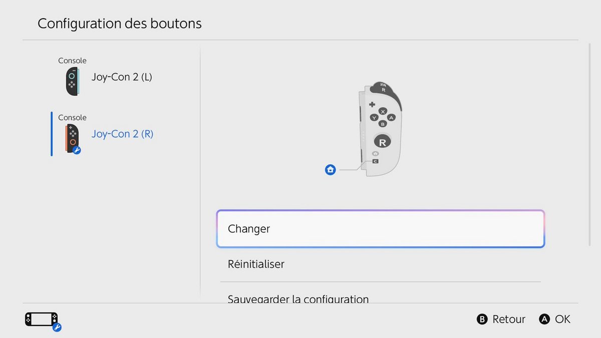 Un petit tour dans la section Paramètres de la Switch 2, puis Accessibilité et Configuration des Boutons. ©Stéphane Ficca / Clubic