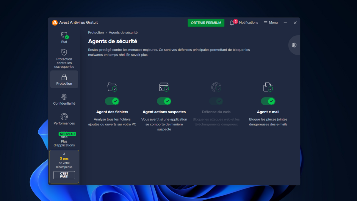 Avast Antivirus Gratuit - 4 agents de sécurité. © Clubic