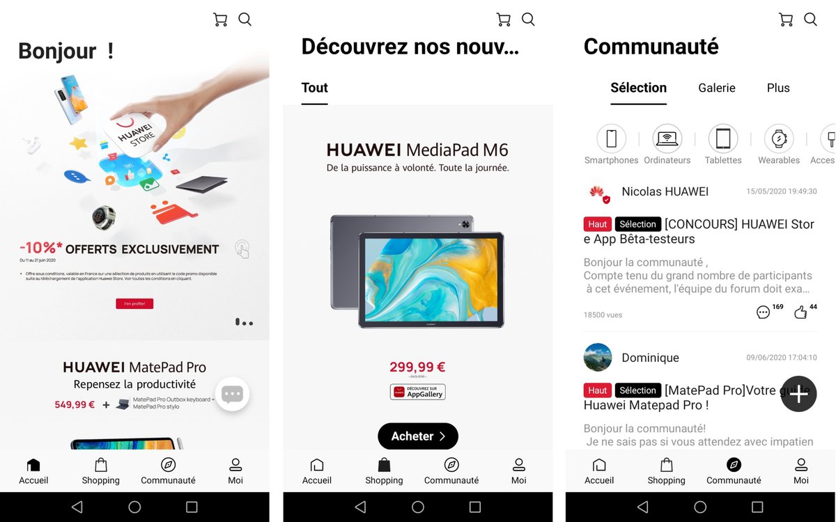 Notre premier aperçu du Huawei Store (Capture d'écran Alexandre Boero pour Clubic)