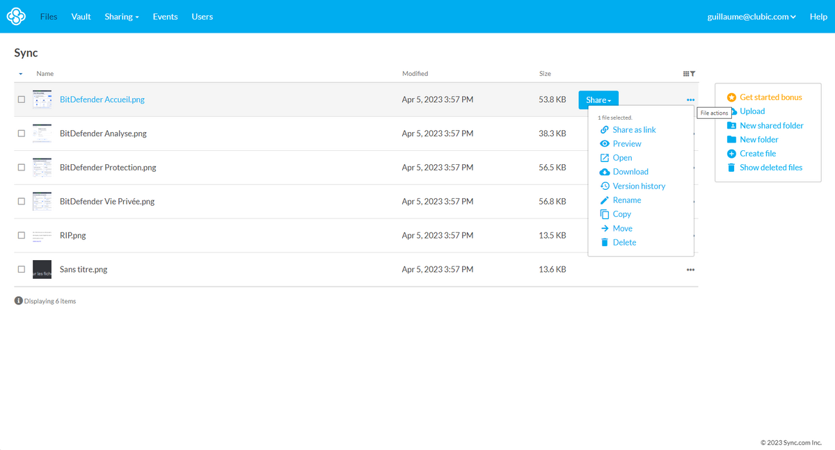 Sync.com - Synchronisation de fichiers