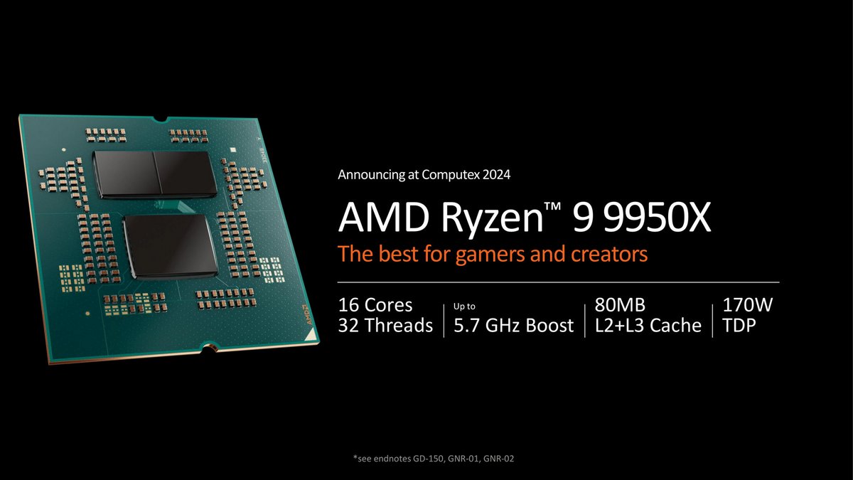 Le Ryzen 9 9950X promet d'être un nouveau monstre de puissance © AMD
