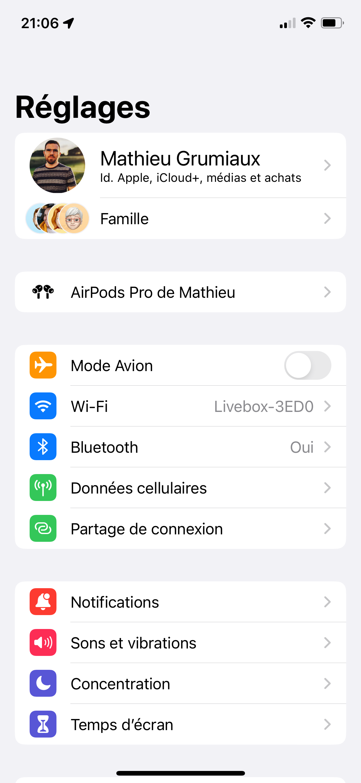 iOS 16 Famille