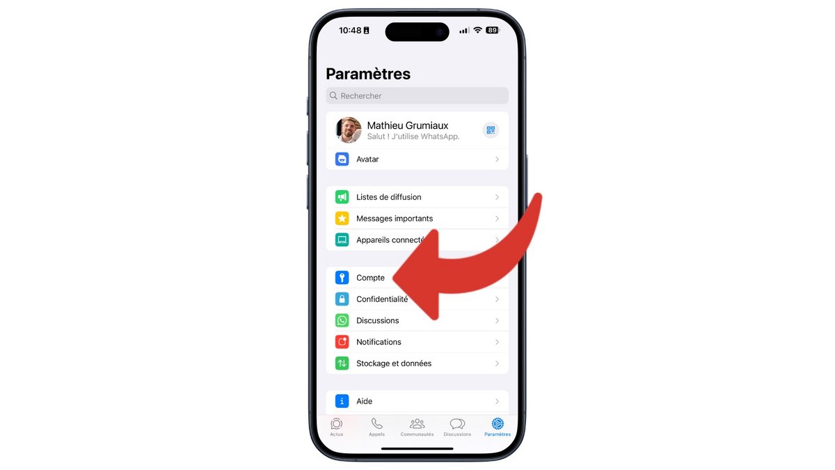 Ouvrez la section « Compte »