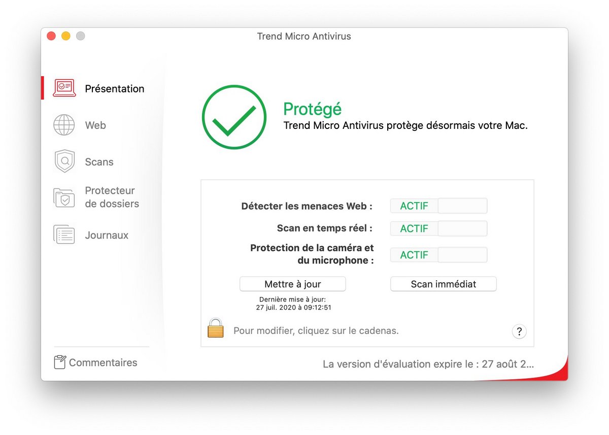 Parmi les modules de protection, on apprécie la protection des dossiers sensibles contre les rançongiciels ou ransomwares. © Clubic