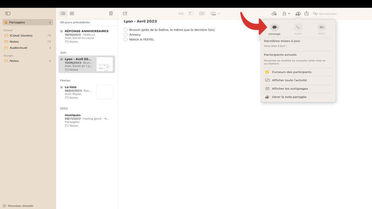 Répondre au contenu partagé avec vous dans Notes sur Mac
