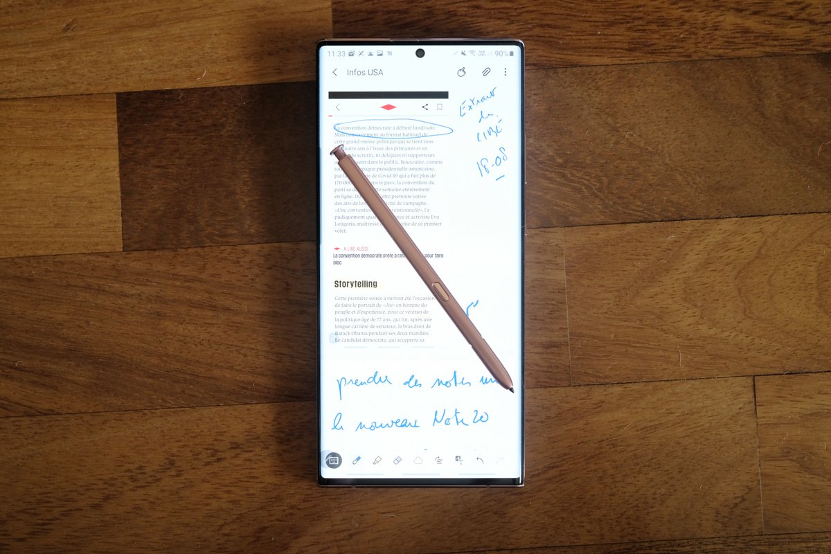 L'application Samsung Notes autorise la création de documents composites