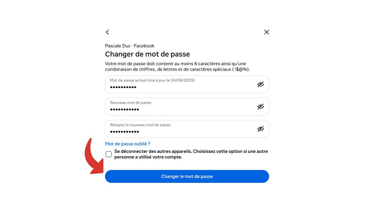 Changer le mot de passe Facebook © Pascale Duc pour Clubic