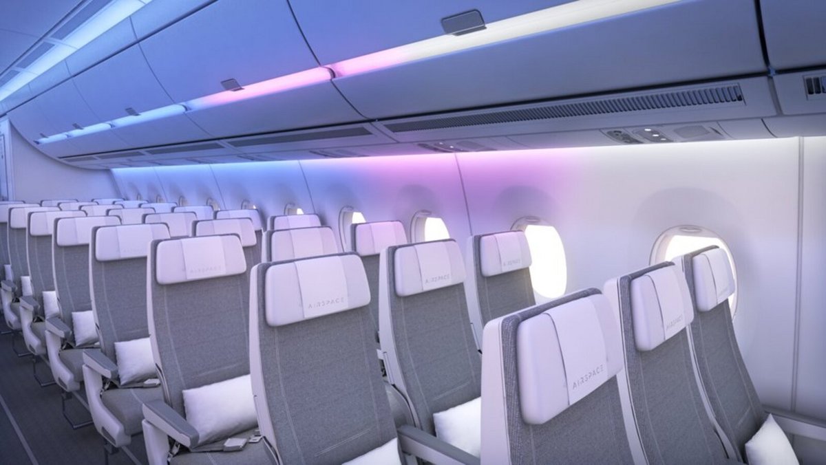 Outre leur aspect pratique, les signaux lumineux de débarquement apportent un certain charme en cabine, ici dans un A350 (© Airbus)